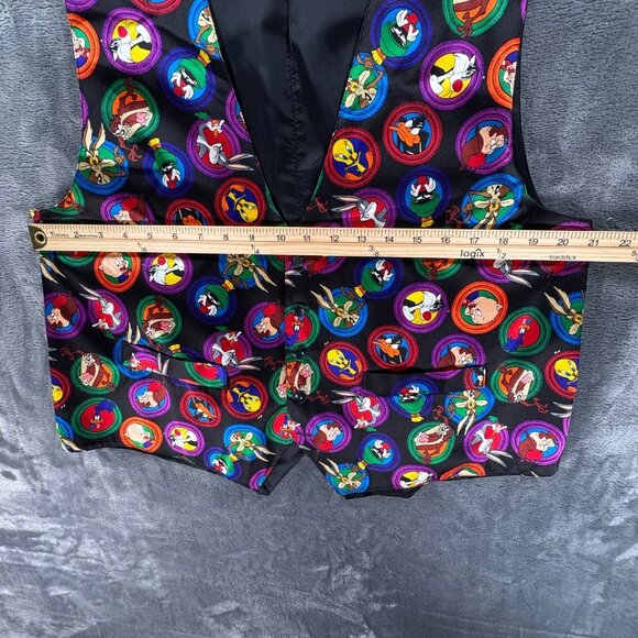 VINTAGE 1993 LOONEY TUNES MANIA 100% SILK VEST Men XL Bugs Taz Daffy Marvin - Picture 7 of 8